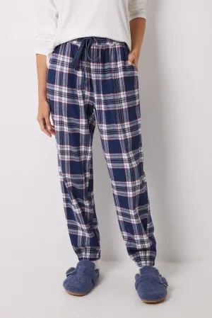 100% checked cotton carrot pants