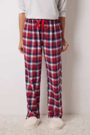 100% checked cotton casual pants
