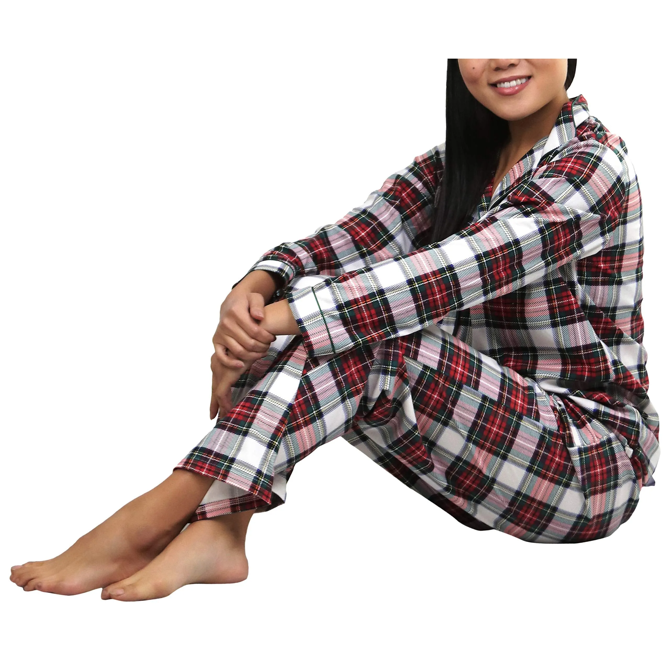 2-Piece Set: ToBeInStyle Women's Long Sleeve Button Down Top and Drawstring Bottom Pajama Set