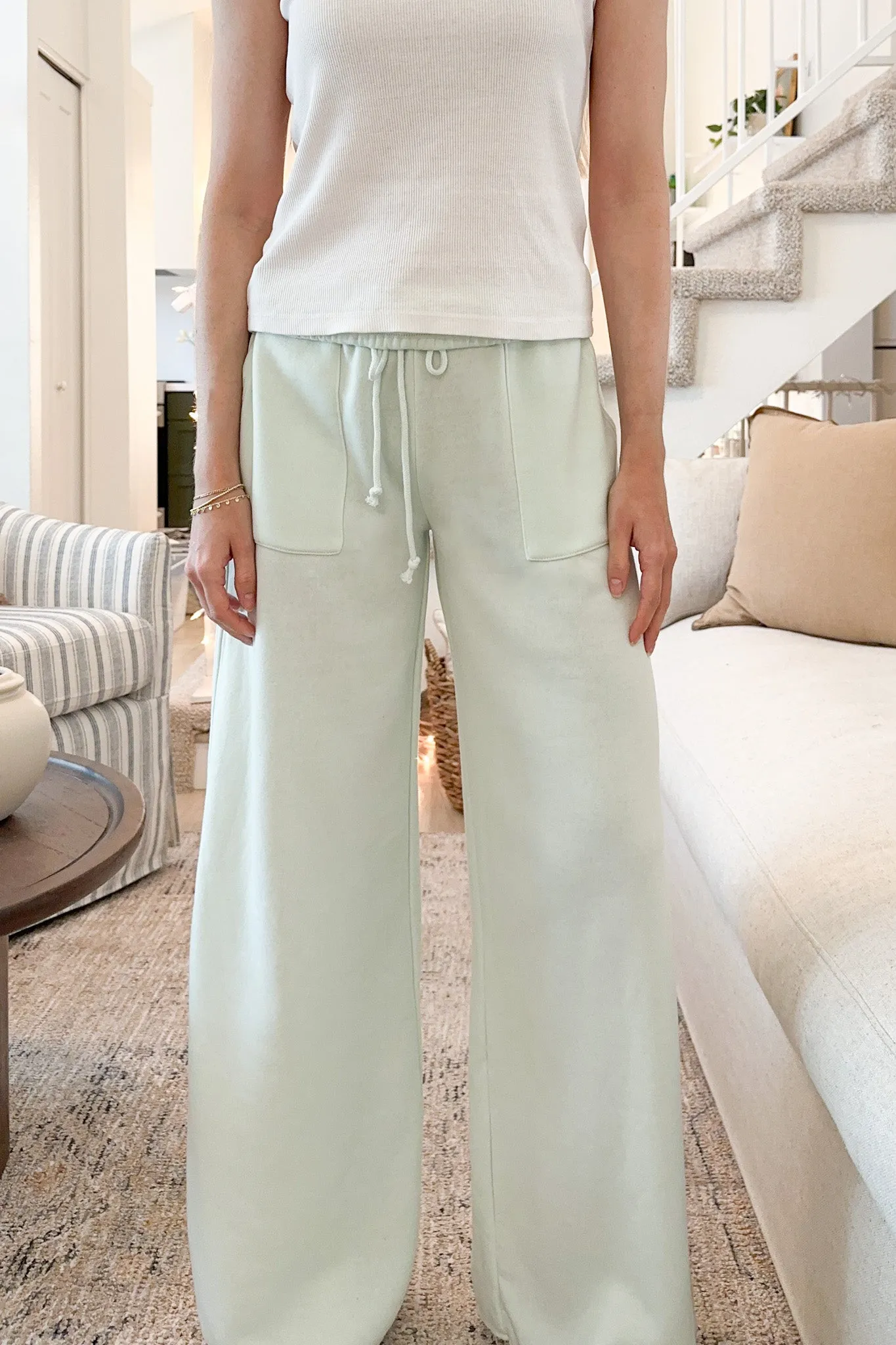 Beach House Wide Leg Pants in Mint