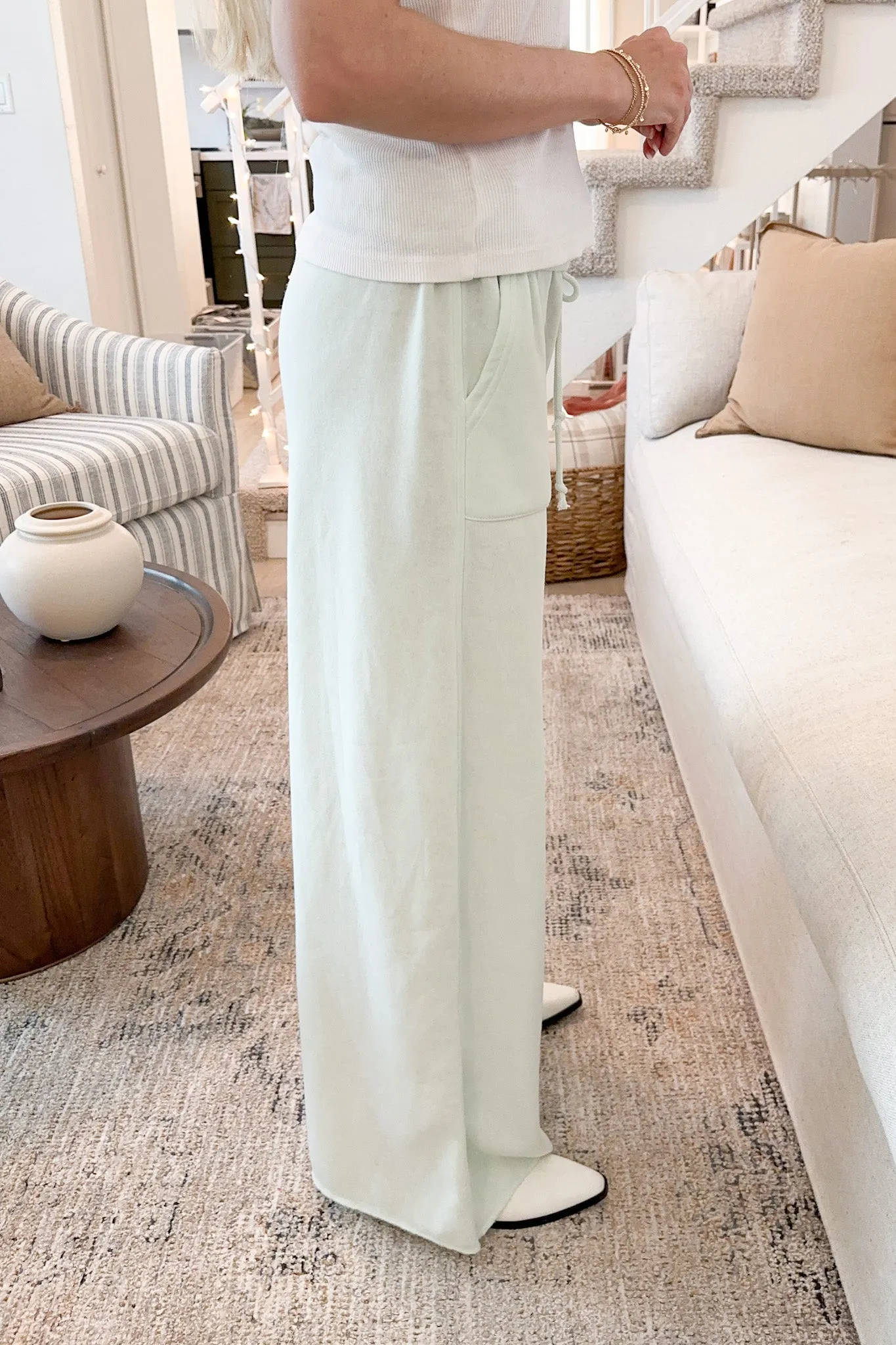 Beach House Wide Leg Pants in Mint