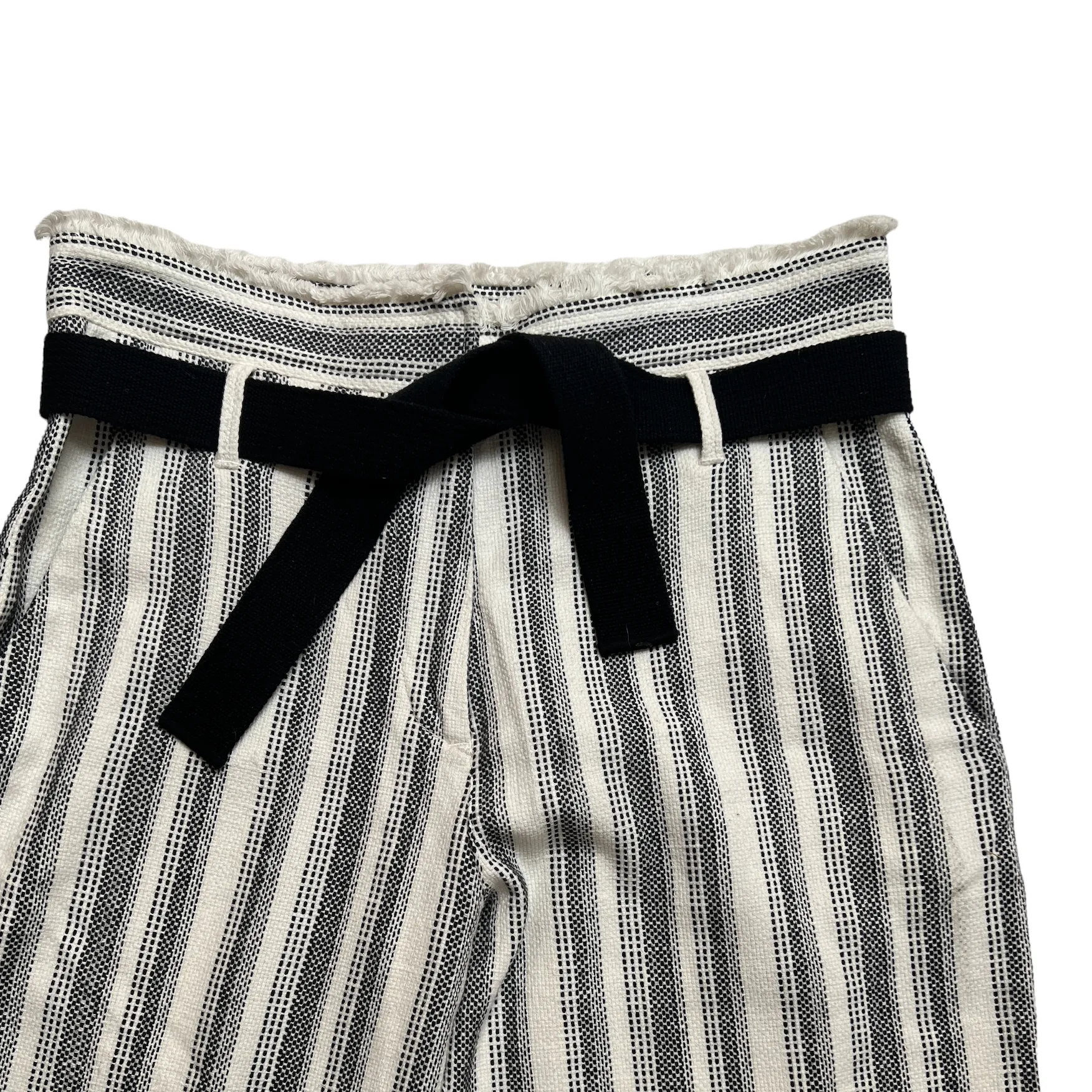 Black & White Cotton Pants with Belt - M