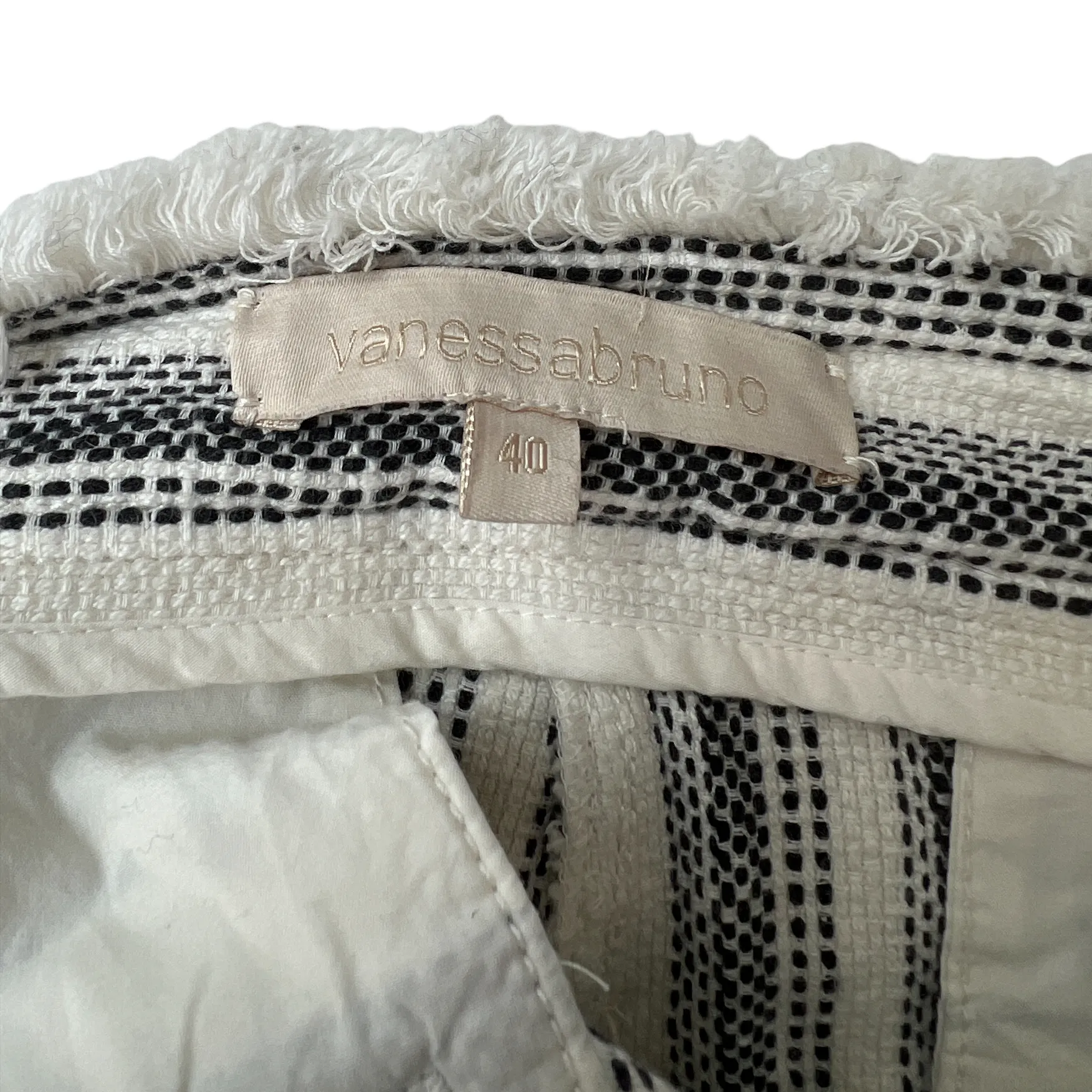 Black & White Cotton Pants with Belt - M