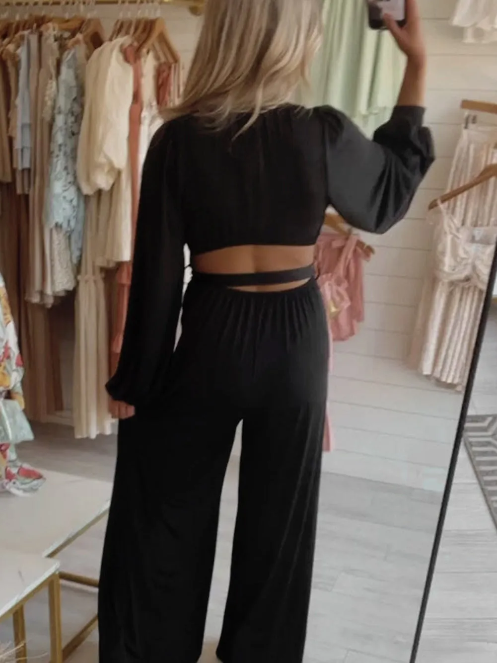 Black Jumpsuit with a Relaxed Fit