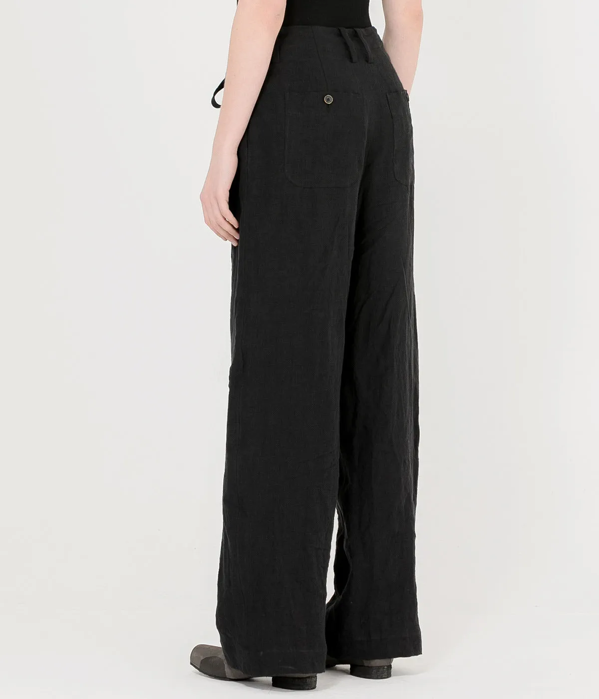 Black Linen Pete Pants