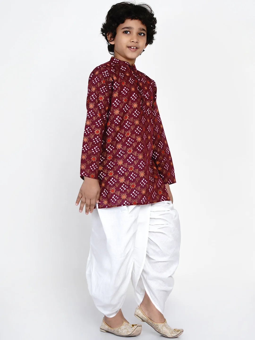 Boys Printed Kurta With Dhoti Pants