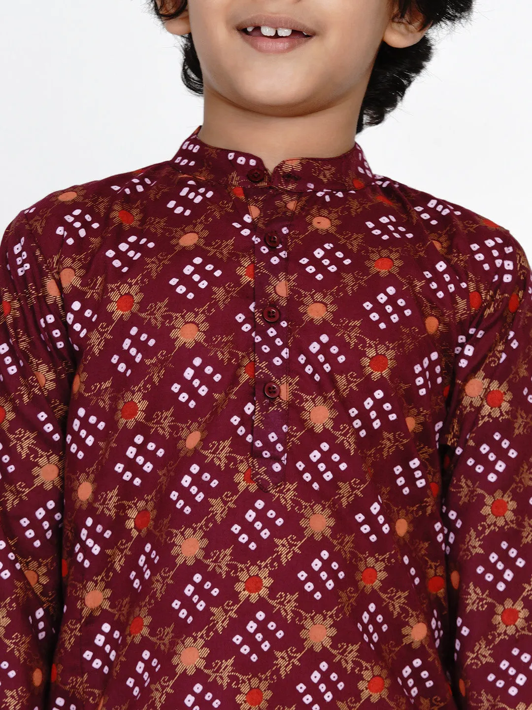 Boys Printed Kurta With Dhoti Pants