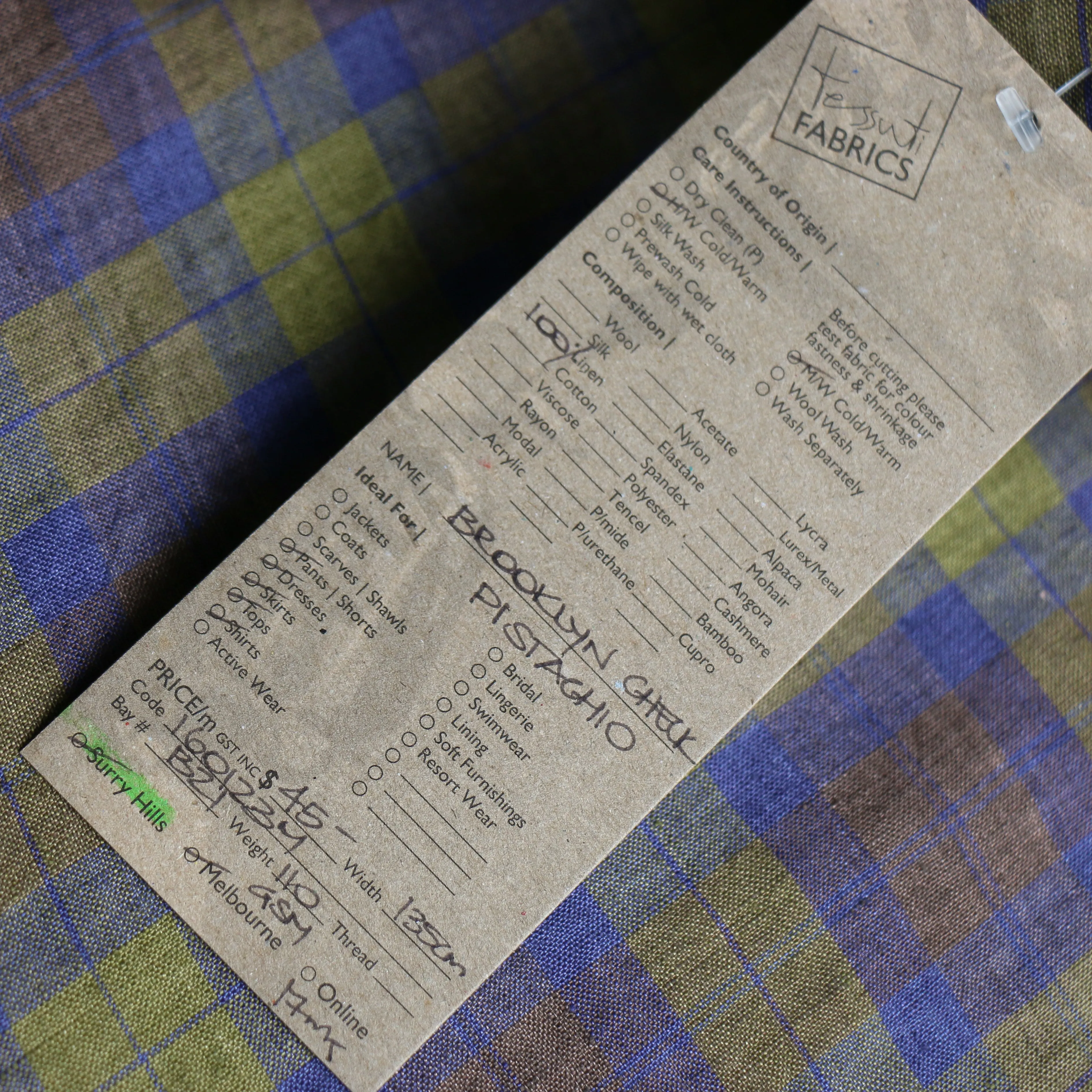 Brooklyn Check Pistachio Linen