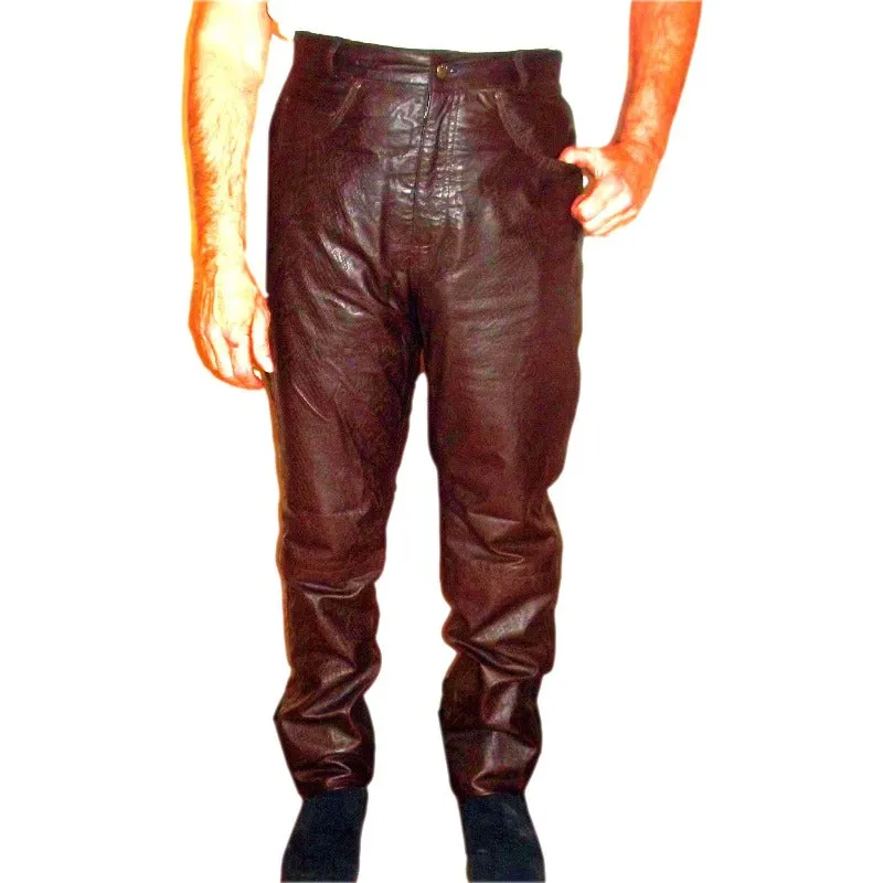 Brown Snakeskin Leather Jeans 5 Pocket | Clearance - last one 36" waist