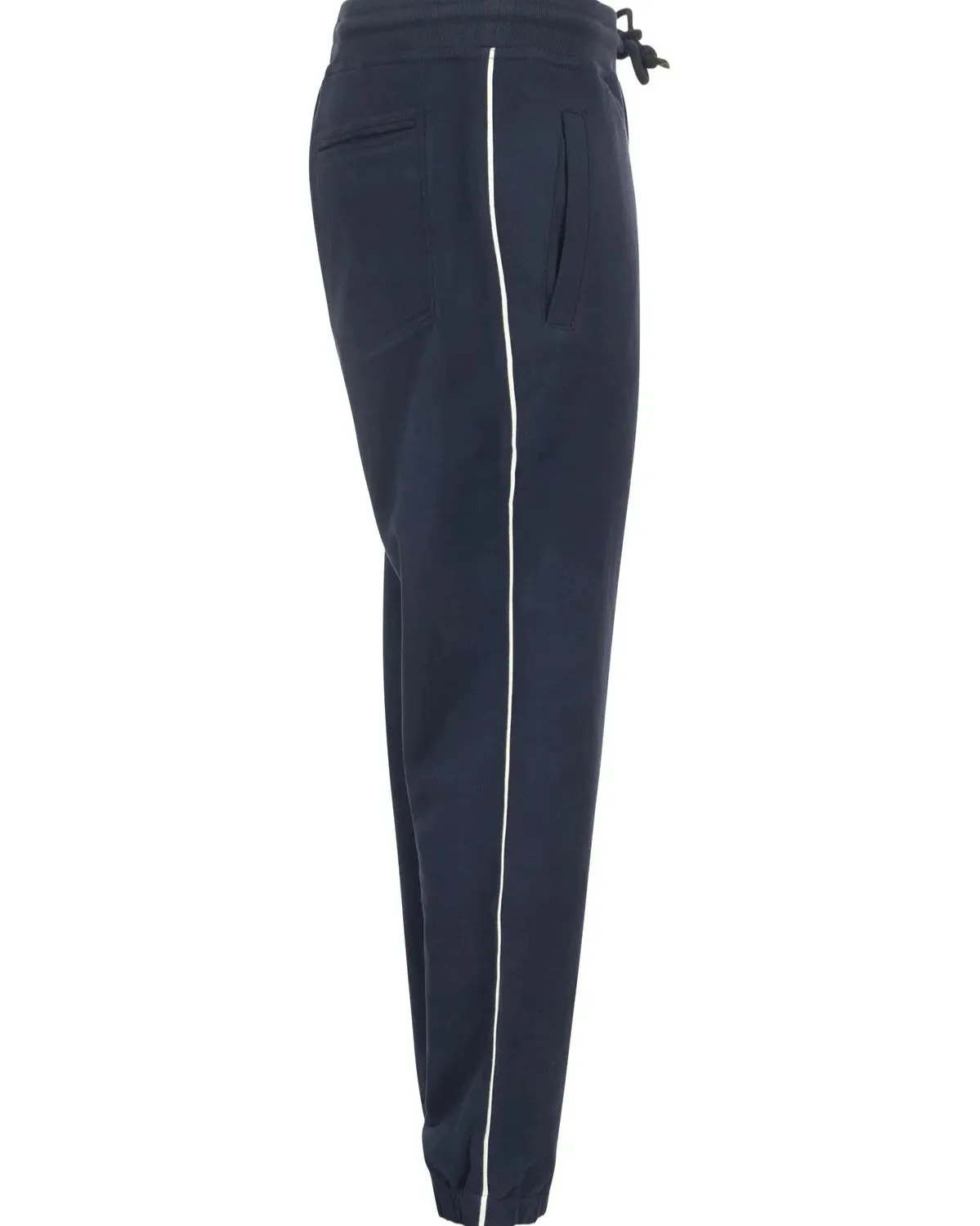 Brunello Cucinelli Mens Drawstring Slim-Cut Track Pants in Navy