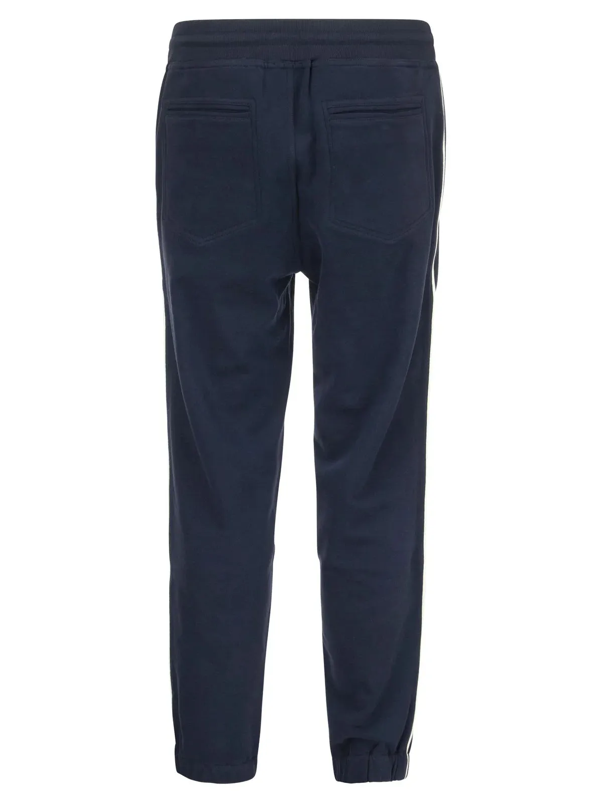 Brunello Cucinelli Mens Drawstring Slim-Cut Track Pants in Navy