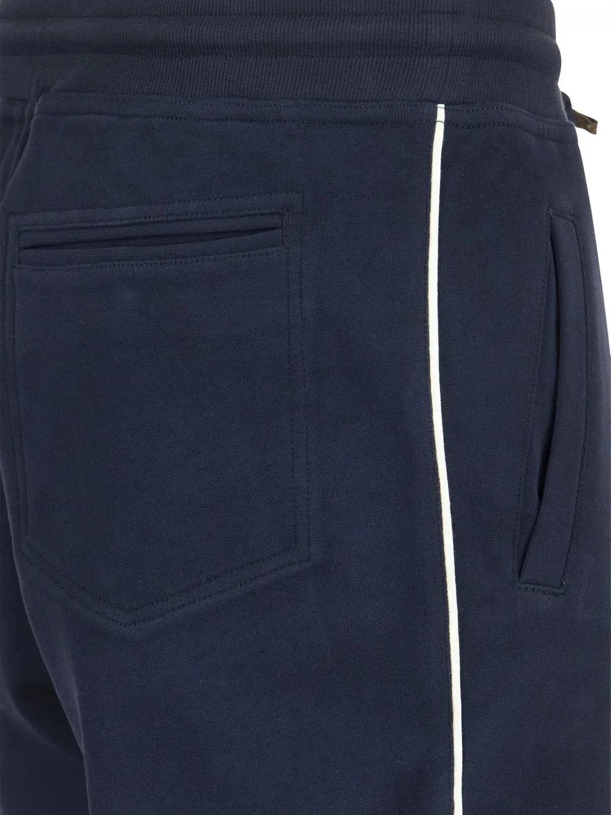 Brunello Cucinelli Mens Drawstring Slim-Cut Track Pants in Navy