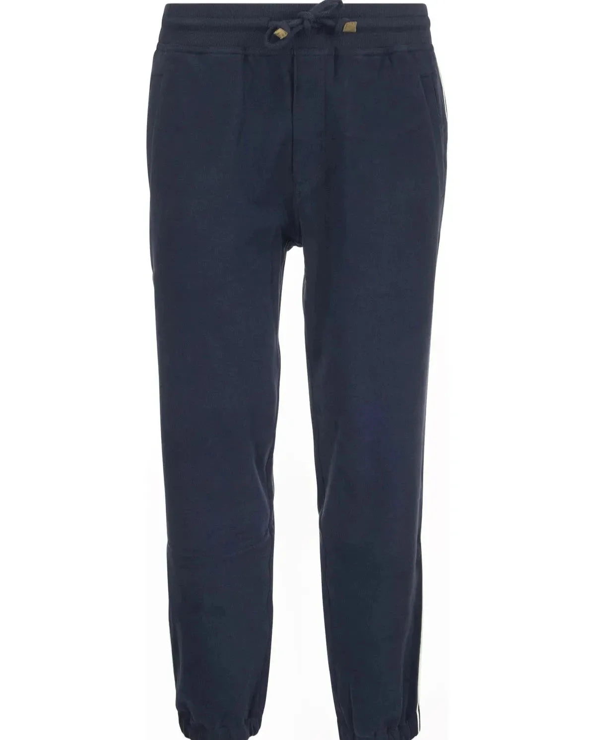 Brunello Cucinelli Mens Drawstring Slim-Cut Track Pants in Navy