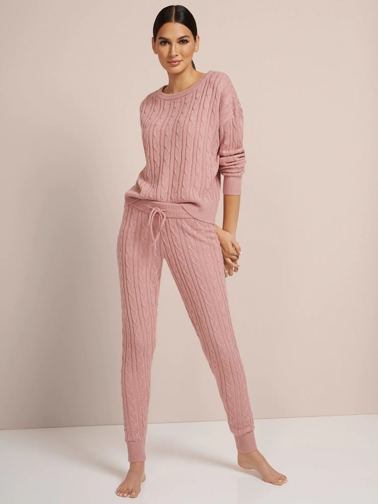 Cabled Sweater-Knit Jogger Pant