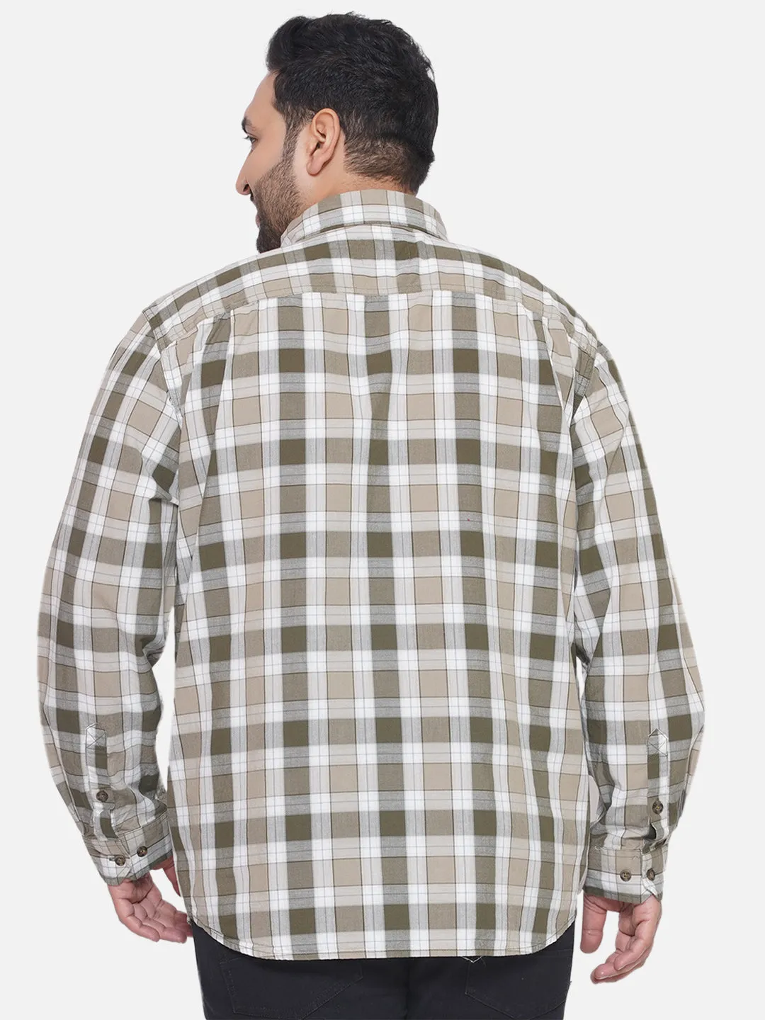 Carhartt - Plus Size Men's Regular Fit Olive Color Checked Full Sleeve Casual Shirt