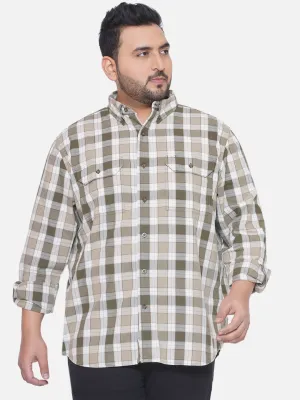 Carhartt - Plus Size Men's Regular Fit Olive Color Checked Full Sleeve Casual Shirt