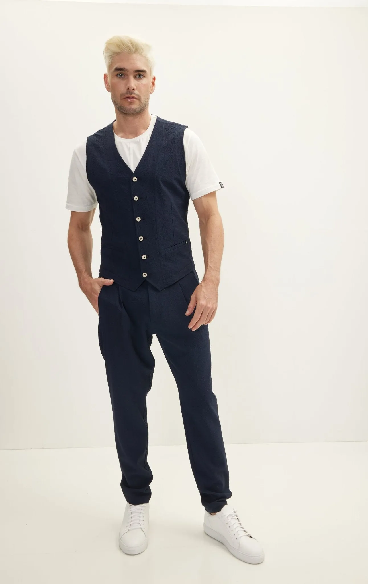 Casual Drawstring Pants - Navy