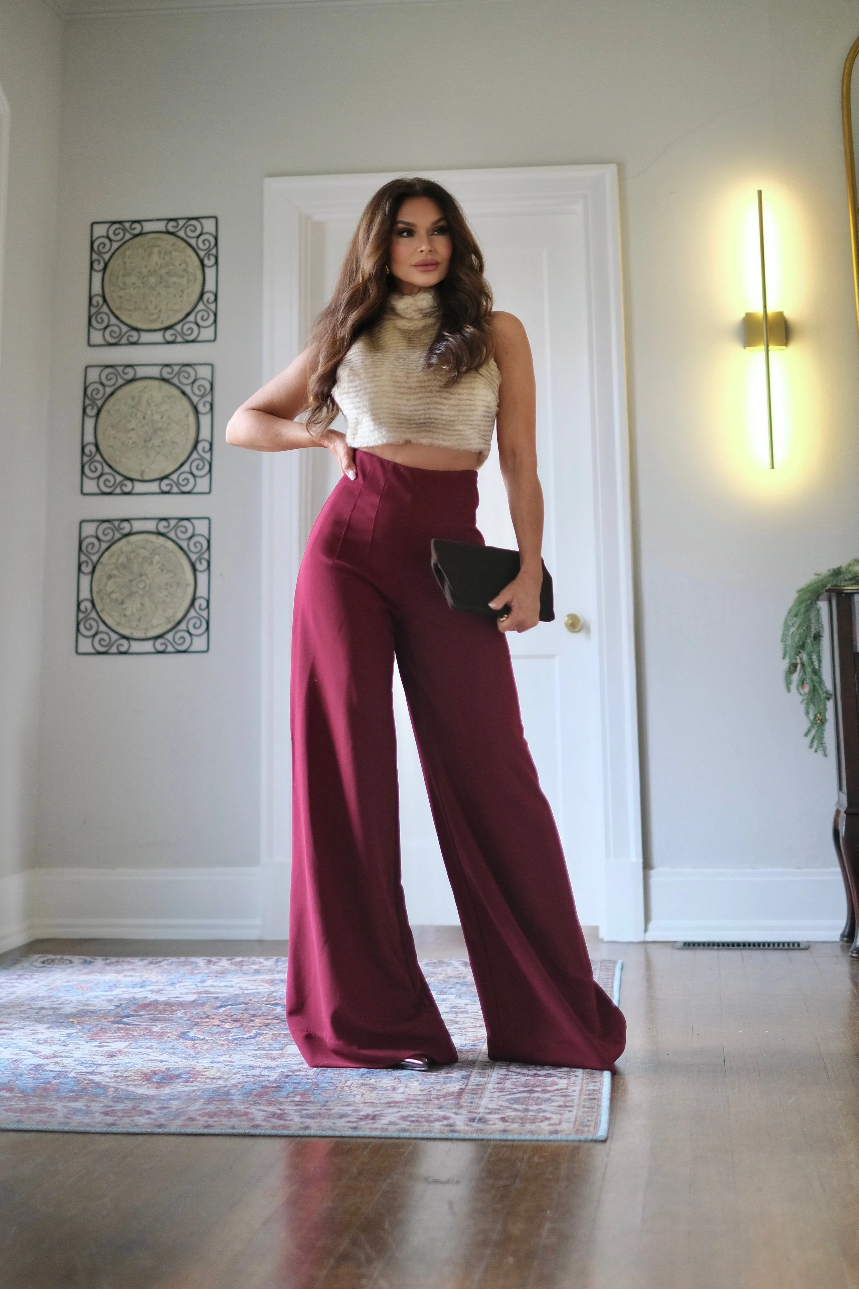 Celia Crimson Wide Leg Trouser