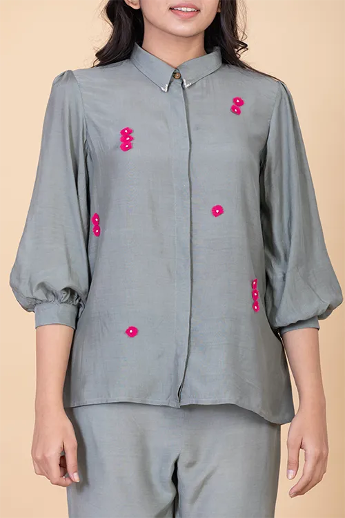 Chambray & Co.'S Leilah Applique Vegan Silk Coord Set