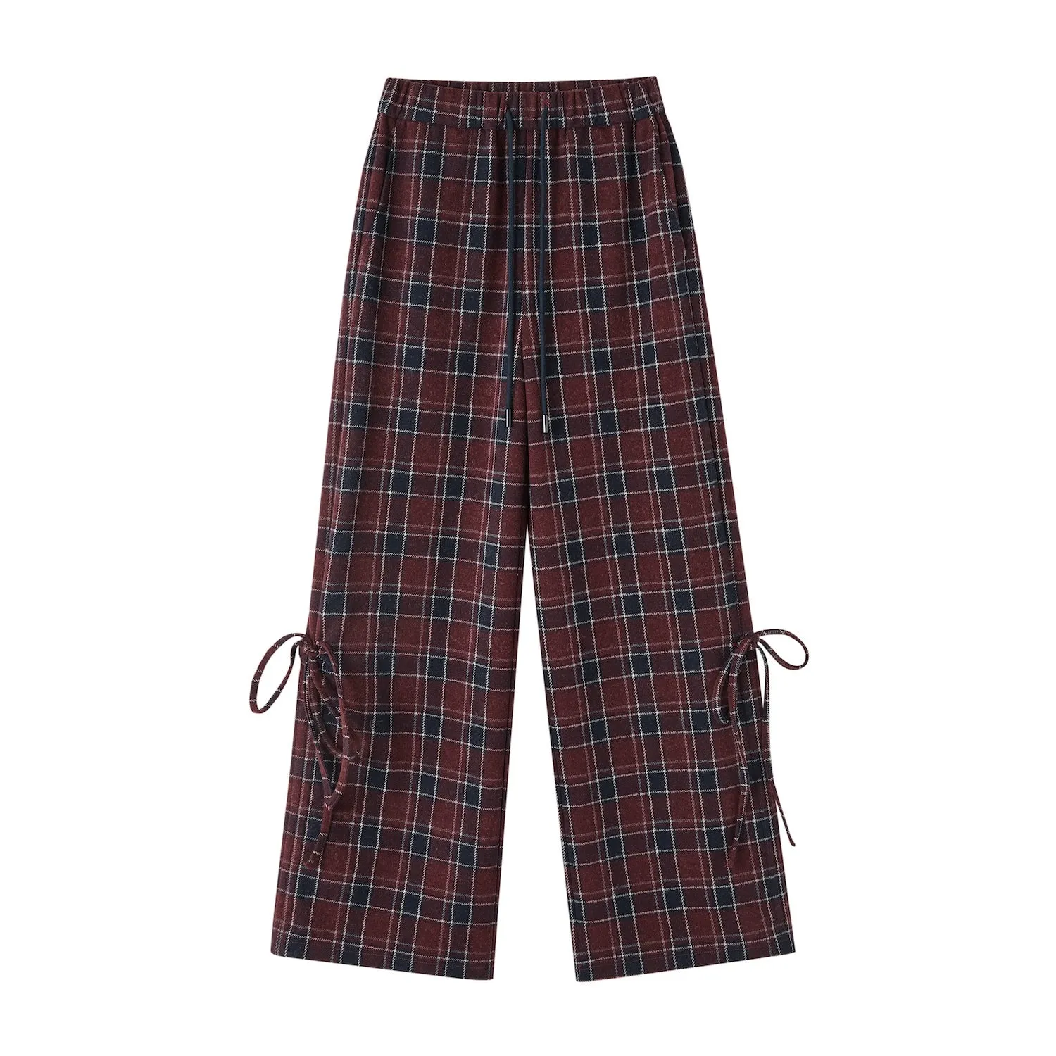 Checked Drawstring Bow Trousers