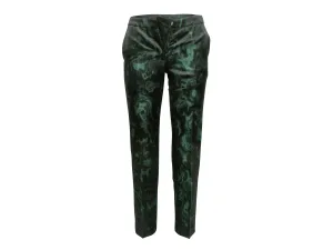 Dark Green & Black Dries Van Noten Jacquard Trousers Size EU 34
