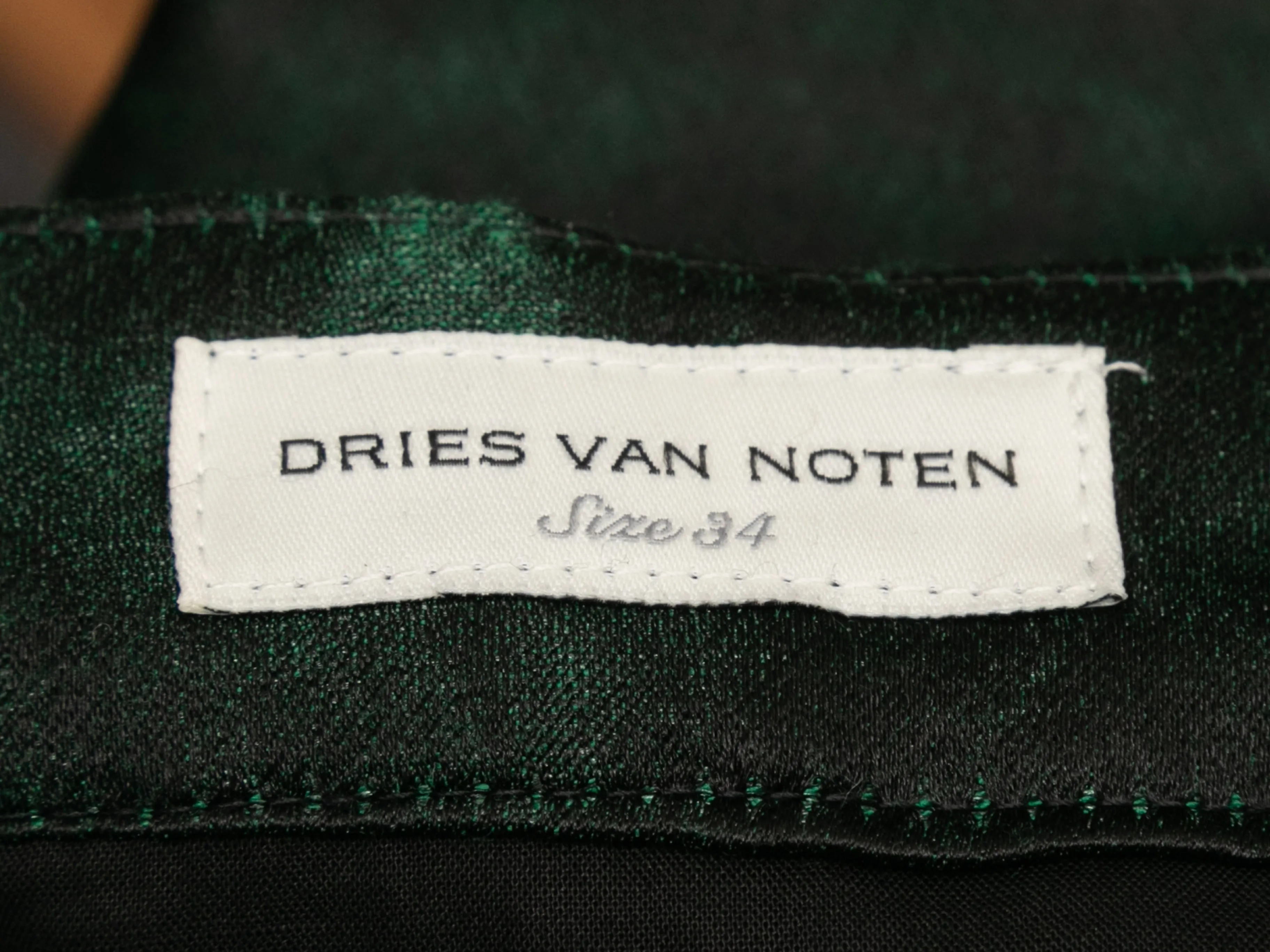 Dark Green & Black Dries Van Noten Jacquard Trousers Size EU 34