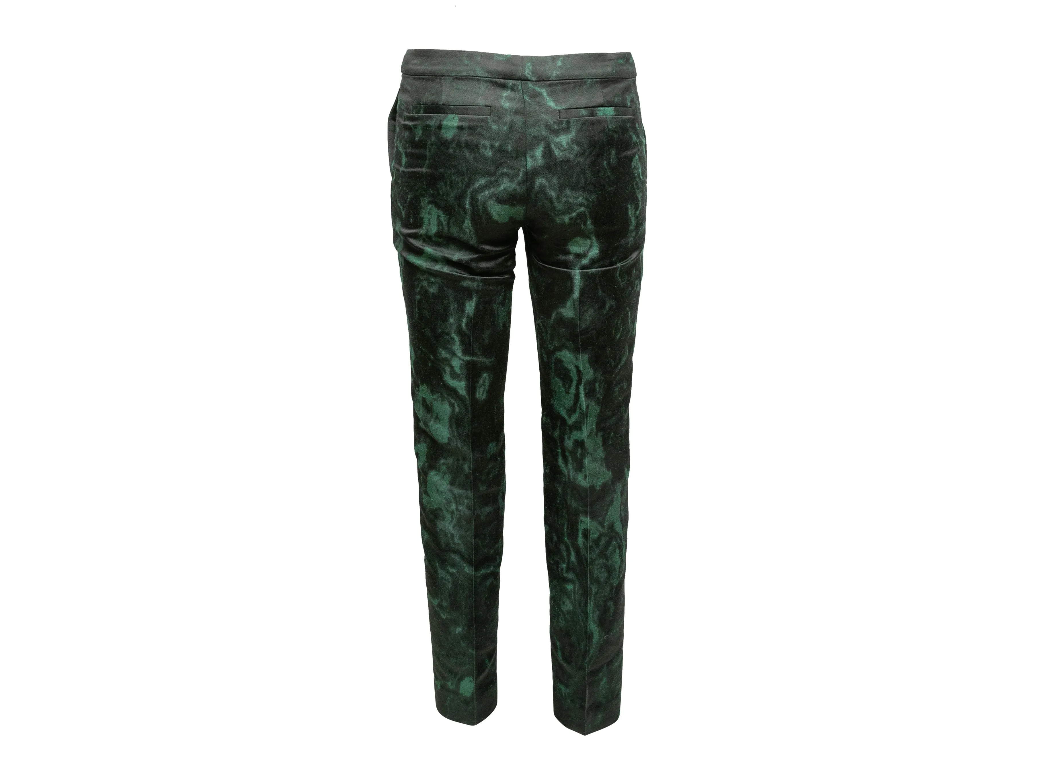 Dark Green & Black Dries Van Noten Jacquard Trousers Size EU 34