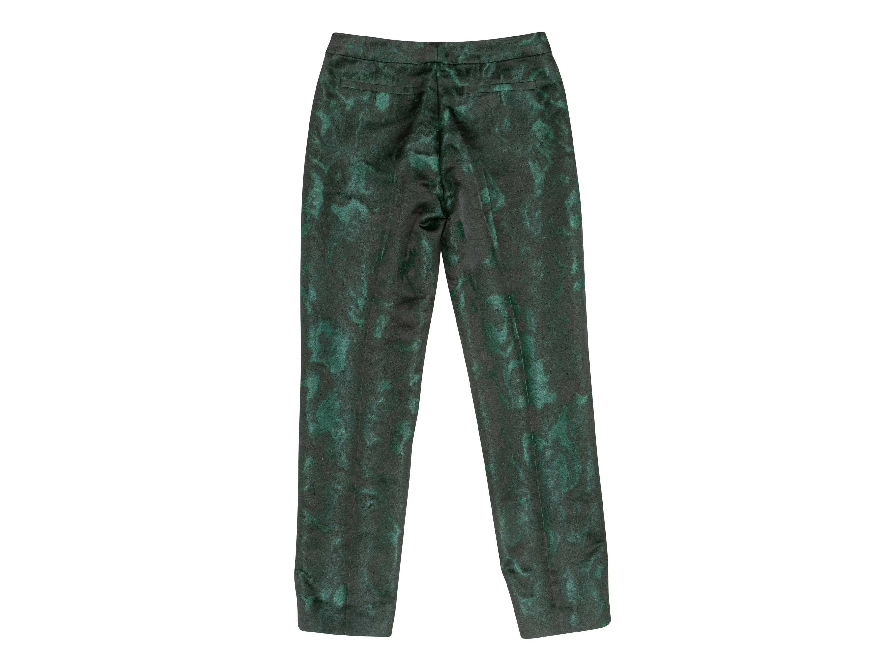 Dark Green & Black Dries Van Noten Jacquard Trousers Size EU 34