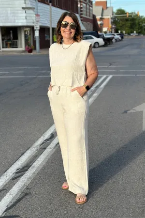 Ella - Loose Fit Linen Pants - Oatmeal