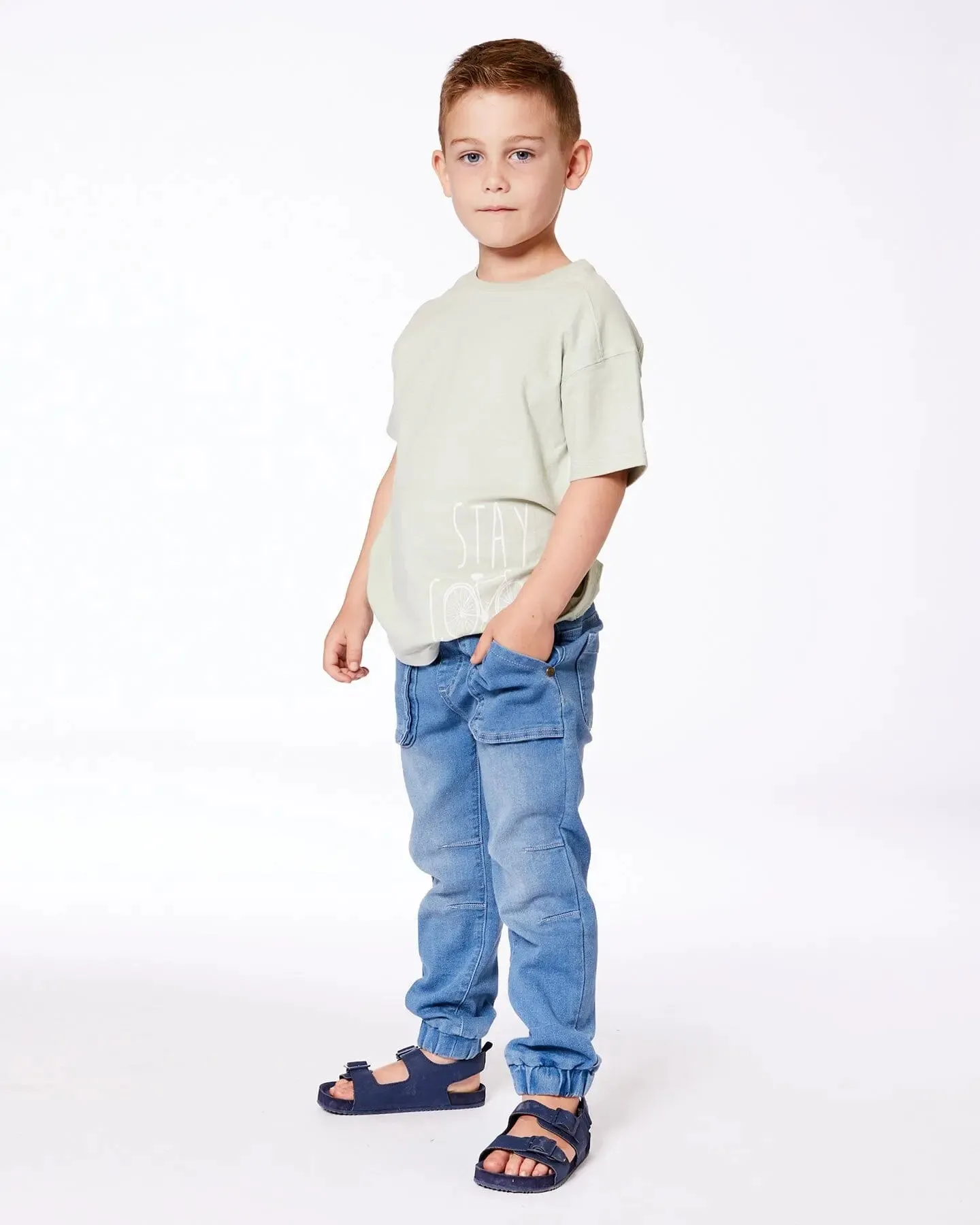 French Terry Denim Jogger Pant Denim Blue
