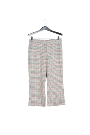 Gray pants with blue and orange checks