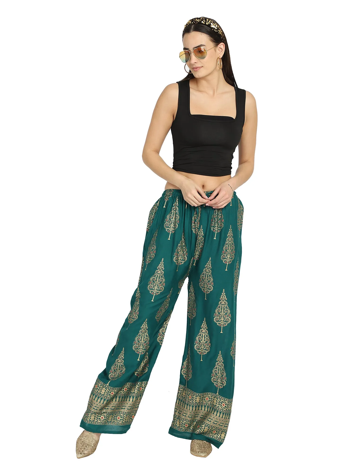 Green paisely palazzo pant
