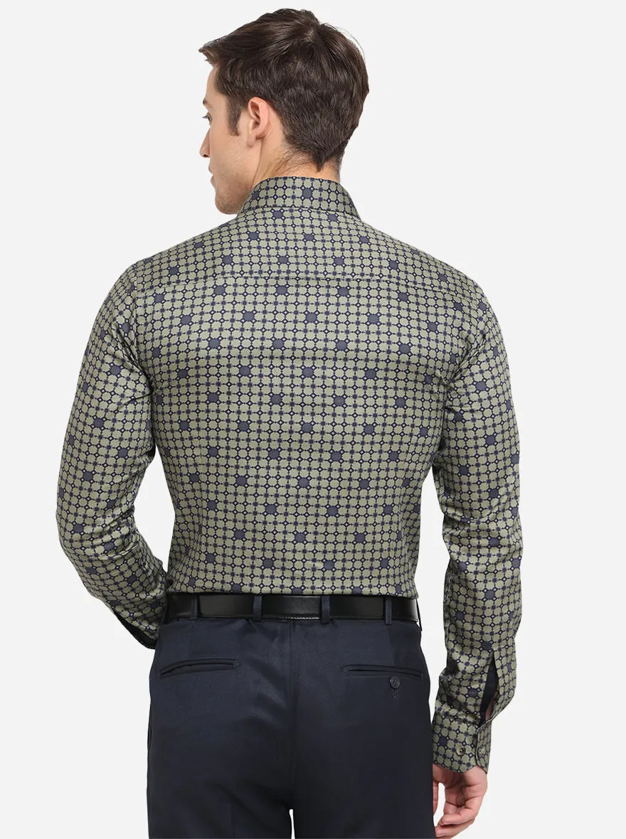 Green Printed Slim Fit Party Wear Shirt | Wyre