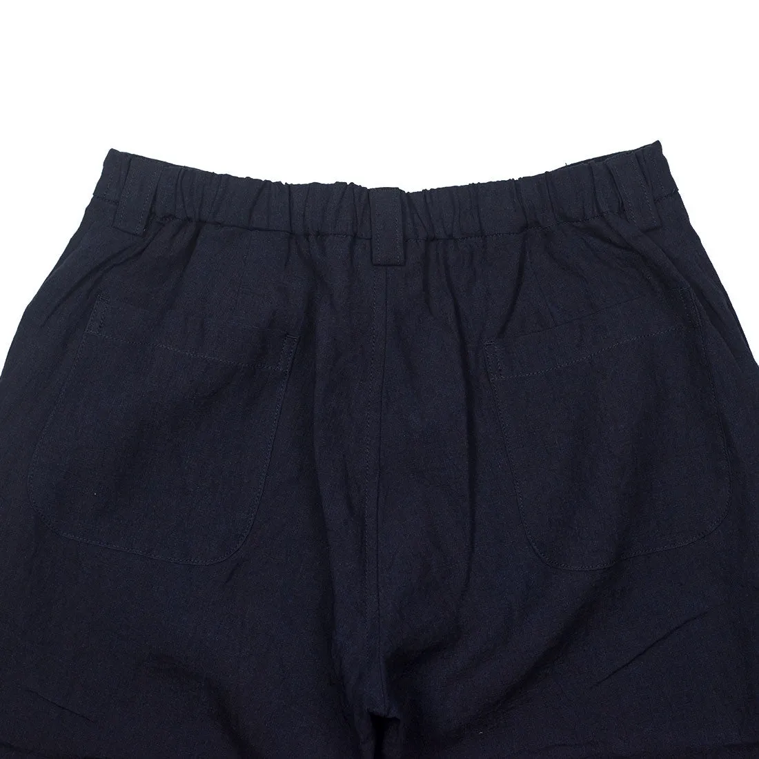Indigo dyed linen chambray center-seam easy pants