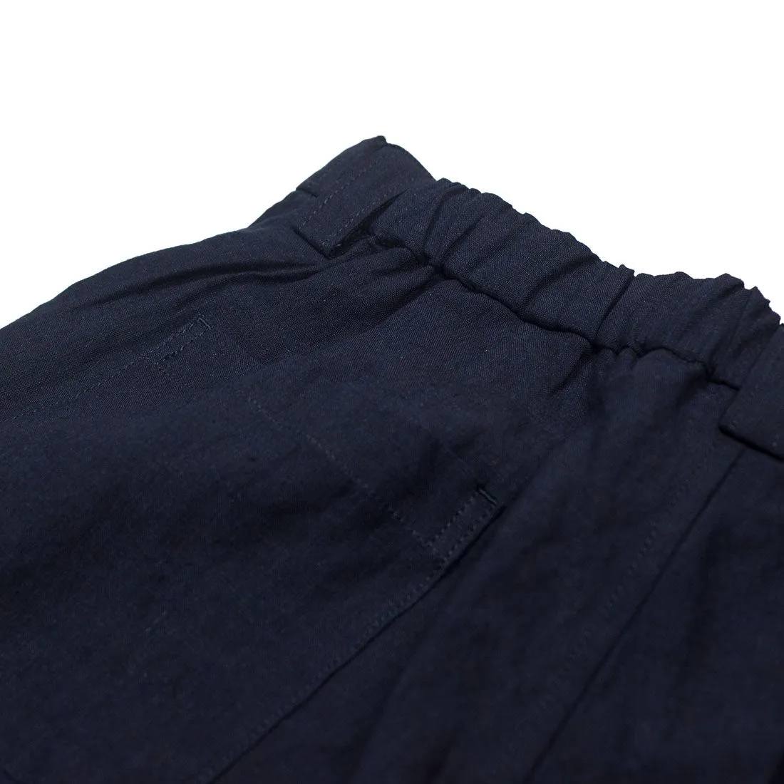 Indigo dyed linen chambray center-seam easy pants