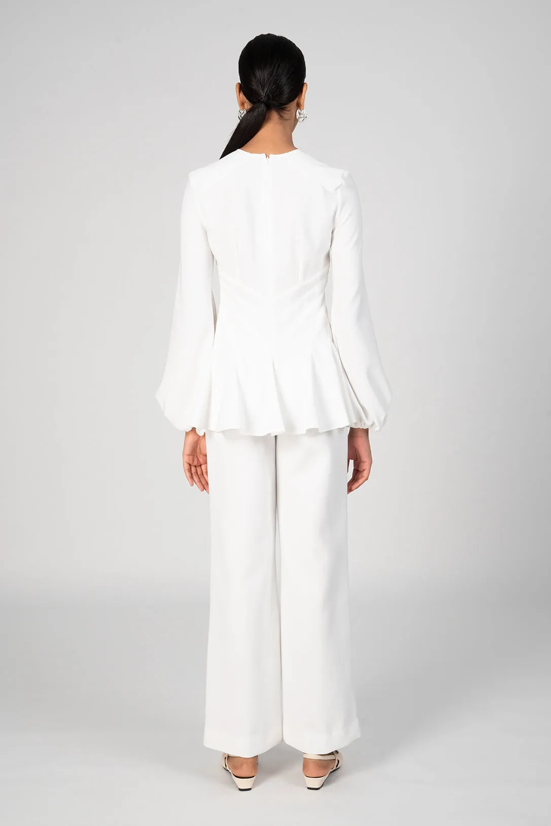 Ivory crepe trousers