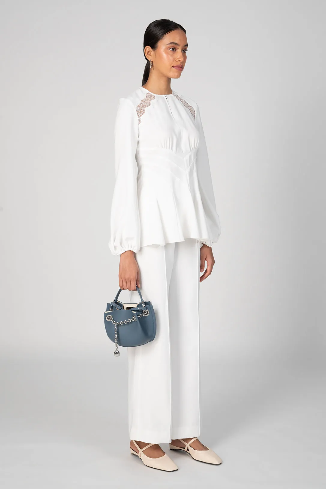 Ivory crepe trousers