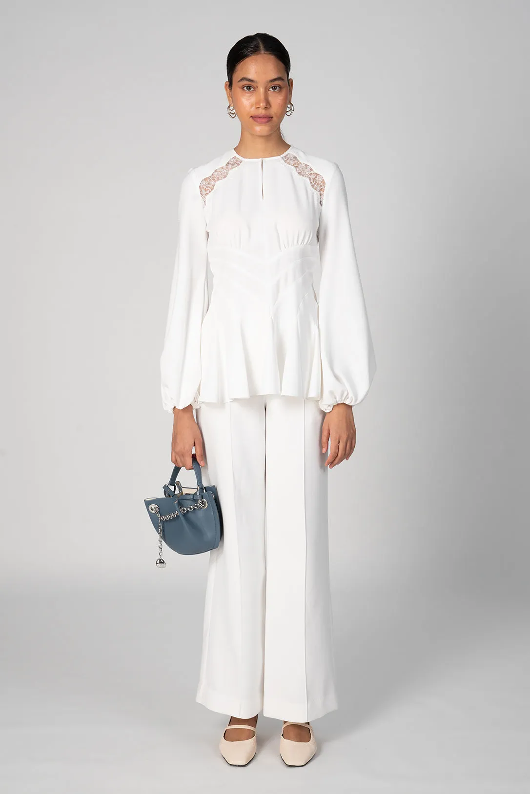 Ivory crepe trousers