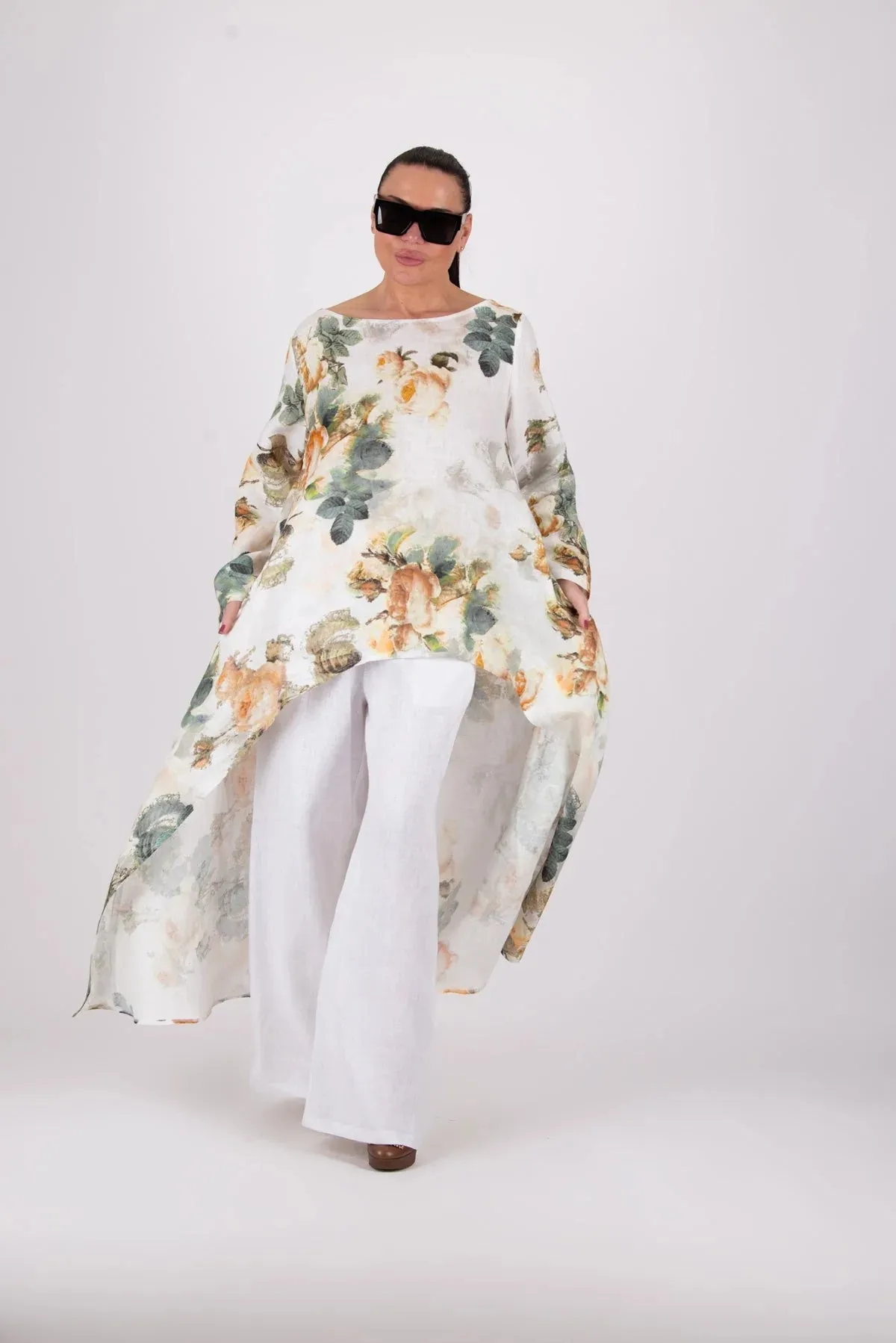 JESIKA WHITE WIDE LINEN PANTS