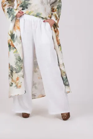 JESIKA WHITE WIDE LINEN PANTS