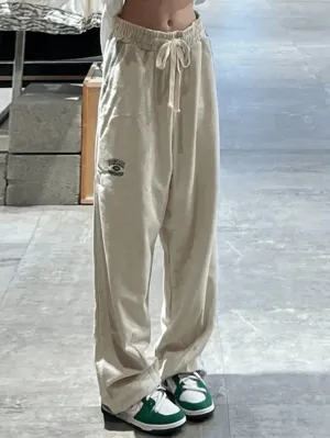 Joskaa Embroidered Straight Leg Casual Sweatpants
