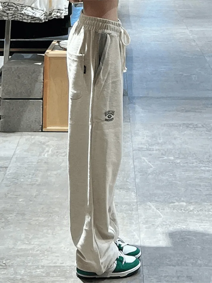 Joskaa Embroidered Straight Leg Casual Sweatpants