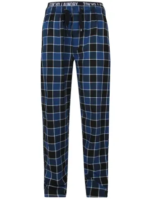 Kempt Checked Lounge Pants In Mid Blue - Tokyo Laundry