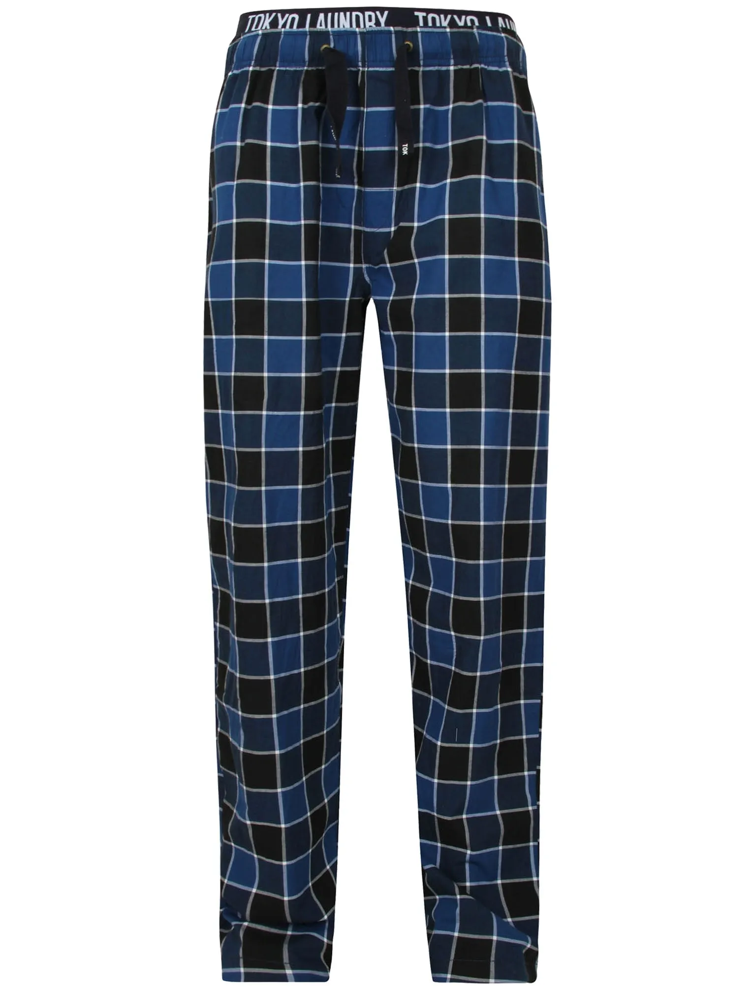 Kempt Checked Lounge Pants In Mid Blue - Tokyo Laundry