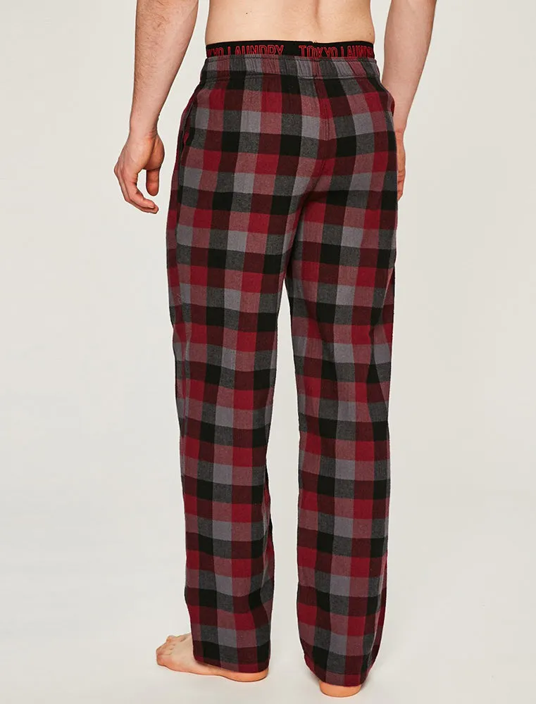 Kenning Brushed Flannel Checked Lounge Pants in Red - Tokyo Laundry