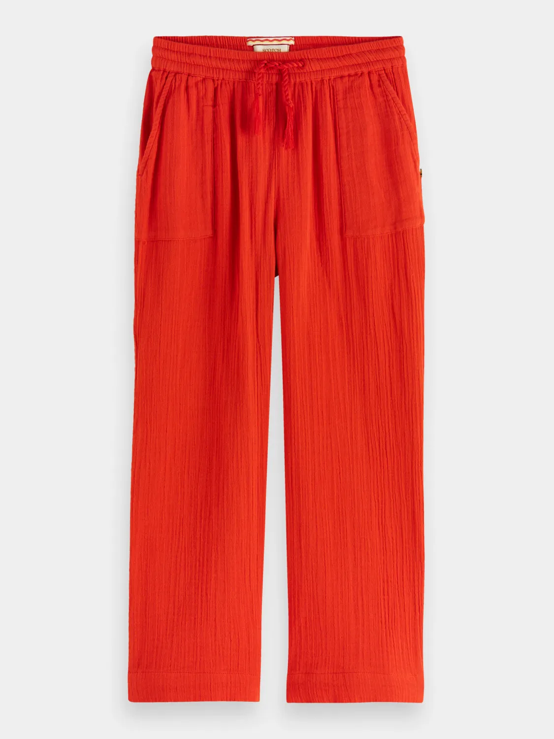 Kids - Straight-leg crinkle cotton pants