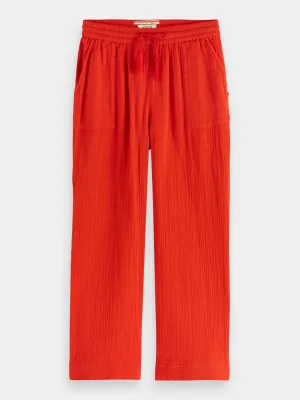 Kids - Straight-leg crinkle cotton pants