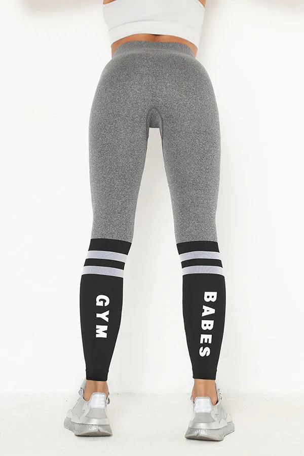 Letter Print Hit Color Sporty Yoga Pants