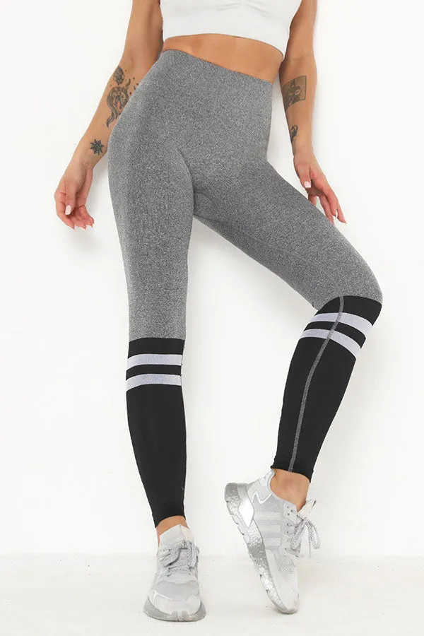 Letter Print Hit Color Sporty Yoga Pants