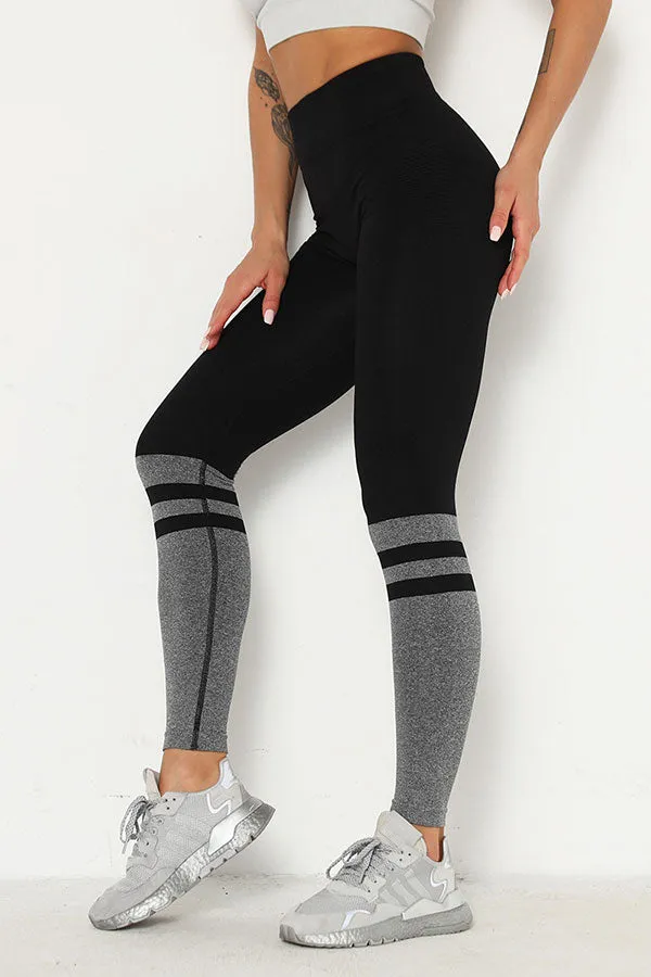 Letter Print Hit Color Sporty Yoga Pants